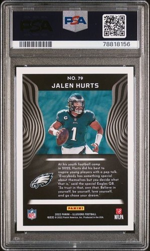 2022 PANINI ILLUSIONS 79 JALEN HURTS PSA GEM MT 10 - Picture 2 of 2