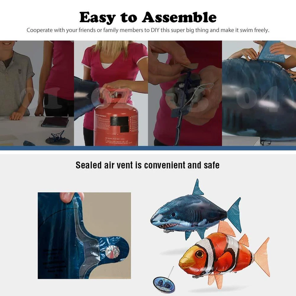 Remote Control Shark Toys Swimming Fish RC Animal Toy Infrared RC Fly Air Balloo - Image 4 of 4