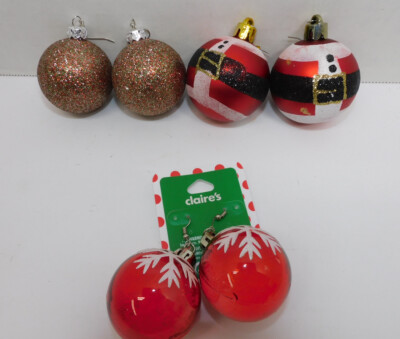 Sets Christmas Ornament Earrings French Wire Drop Snowball Santa