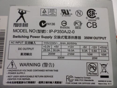 Power Man 350W ATX Switching Power Supply IP-P350AJ2-0