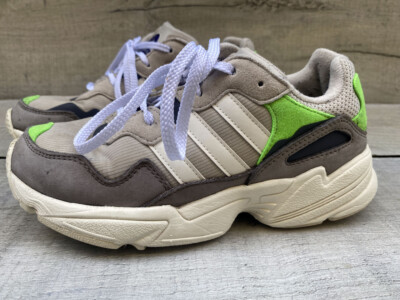 Womens Adidas Yung 96 Leather Mesh Retro Sports Trainers Size Grey  Beige UK