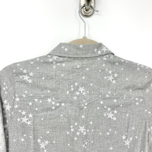 Levis Kids Girls Large 12 13 Shirt Dress Gray White Star Printed Button Down - Picture 8 of 10