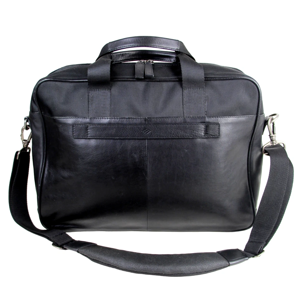 Joseph Abboud черный из натуральной кожи холст ноутбука наплечная сумка x тела портфель - Изображение 4 из 4