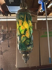 VINTAGE MCM CHUNK LUCITE ROCK CANDY SWAG LAMP LIGHT Fixture