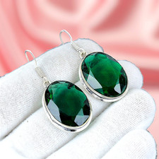 Emerald Silver Earring 925 Sterling Silver Handmade Earring Silver Earring