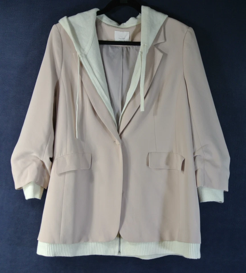 NEW, Cinq A Sept Khloe Hooded with knit Bib Jacket in Light Pink SZ 2 #SJ1981 - Image 2 of 4