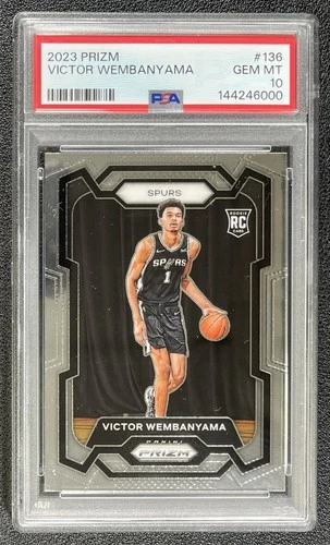 VICTOR WEMBANYAMA PSA 10 2023-24 PANINI PRIZM #136 ROOKIE RC SPURS 6000