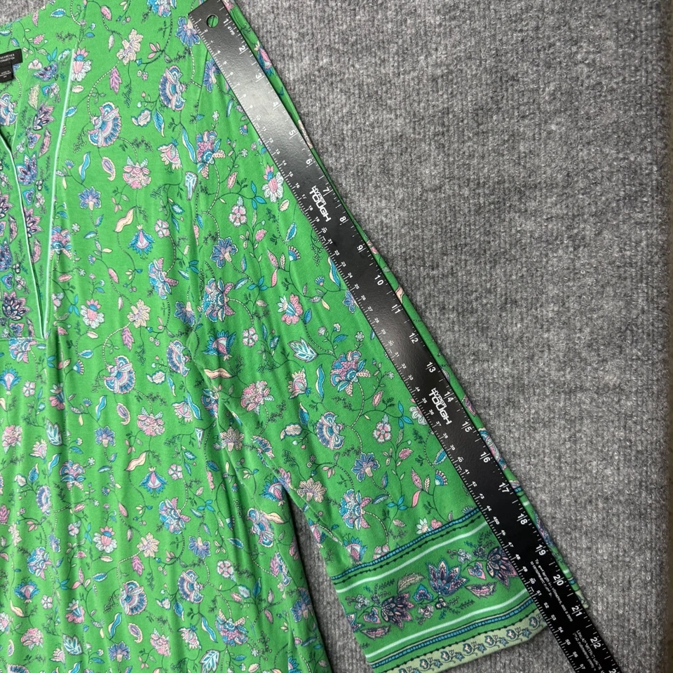 J Jill рубашка женщин 2 X зеленый Wearever коллекции цветочный принт туника верхний трапециевидный - Изображение 4 из 4