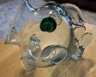 Blenko Like Vintage Hand Blown Glass Fish Terrarium Vase Open Mouth. 8” L