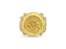 14k Yellow Gold Fancy Ring, Chinese Panda Bear Coin