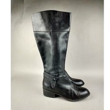 Alfani Berniee Black Leather Tall Riding Boots StepFlex Knee High Womens 10M