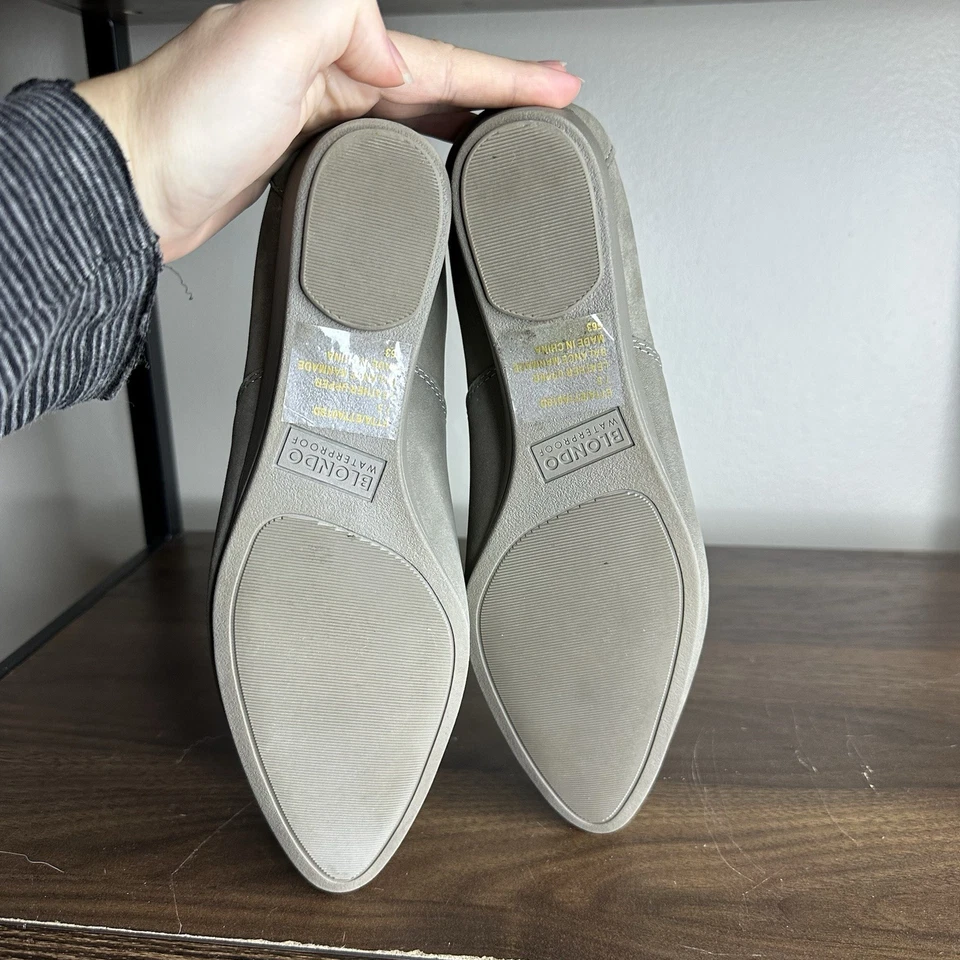 Blondo Taupe Leather Etta Waterproof Wedge Heels Sz 7.5 Womens  - Изображение 4 из 4