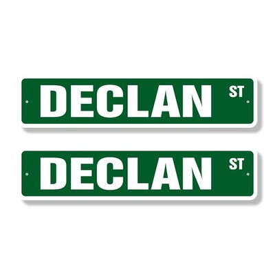 DECLAN Street Sign (2 Pack) Childrens Name Room Metal Road Sign