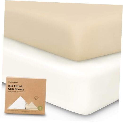 2-Pack Soft Bamboo Viscose Fitted Crib Sheets in Khaki for Boys & Girls