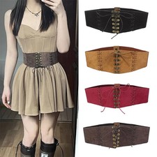 Wide Elastic Waist Belt Faux Leather Suede Look Women's Coat Dress Style Belts