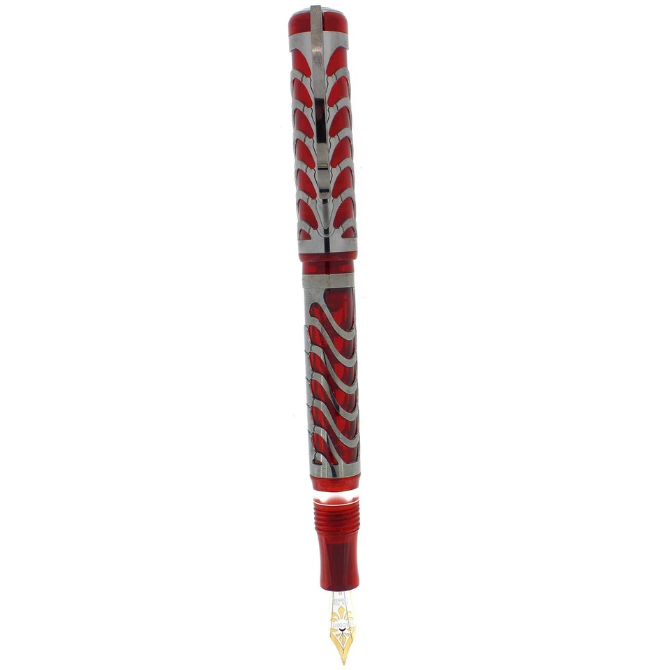 2023 VISCONTI RUBY RED LTD ED 135/388 STERLING SKELETON 18K M NIB FOUNTAIN PEN - Image 3 of 4