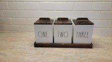 Rae Dunn ONE TWO THREE Wood Organizer Set of 3 Lidded Boxes, Bathroom, Desk