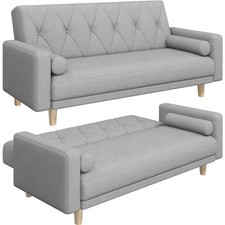 3 Seater Fabirc Sofa Bed Click Clack Living Room Settee Armchair Couches Grey