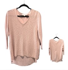 Two By Vince Camuto Vneck Sweater Womens Medium Sandy Pink