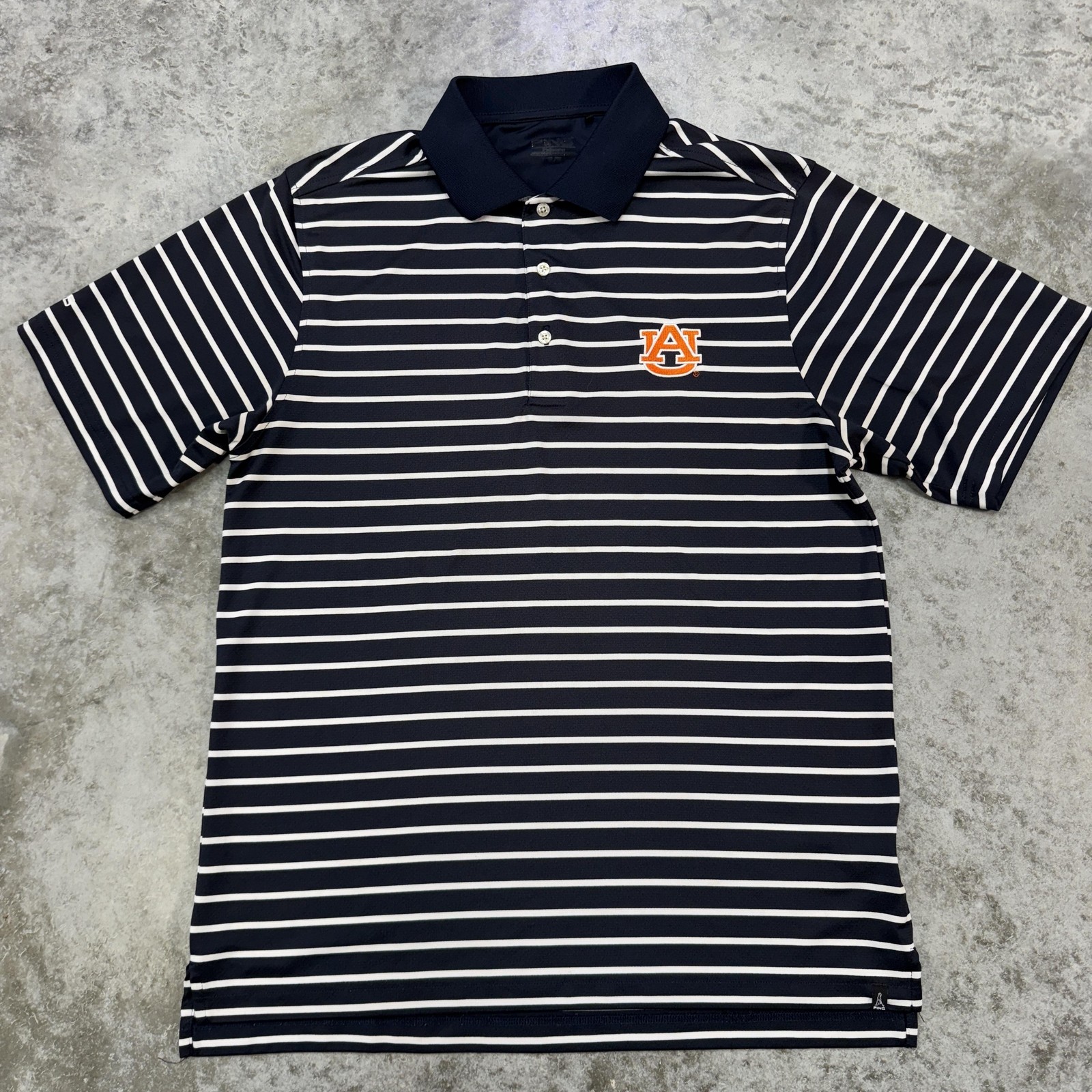 Auburn Tigers Shirt Mens Medium Navy White Striped NCAA College Golf Polo Ping