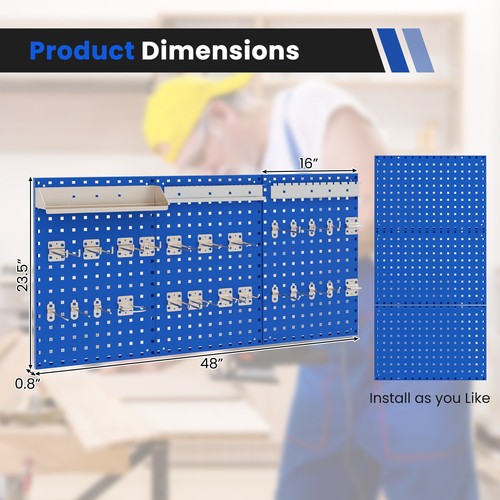 3 Pcs Pegboard Wall Organizer w/25 Hooks Drill Bit Holder Screwdriver Holder - Picture 2 of 10