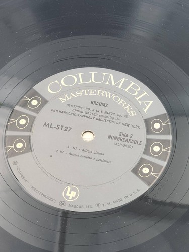 Vintage Brahms Vinyl Record Symphony No. 4 Bruno Walter Columbia ML-5127 NYC LP - Picture 4 of 7