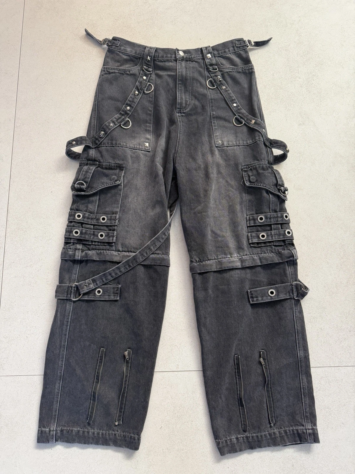 Balenciaga — Balenciaga Raver Baggy Spring 22 Bondage Denim Pants Gray Size 34 Rare