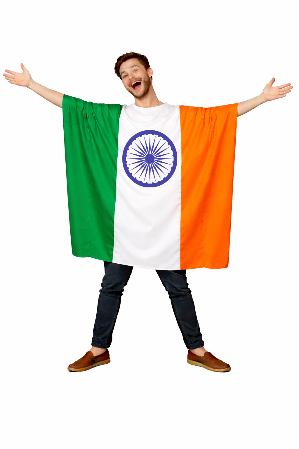 Adults Tiranga National Flag of India Supporters Poncho Fancy Dress Costume