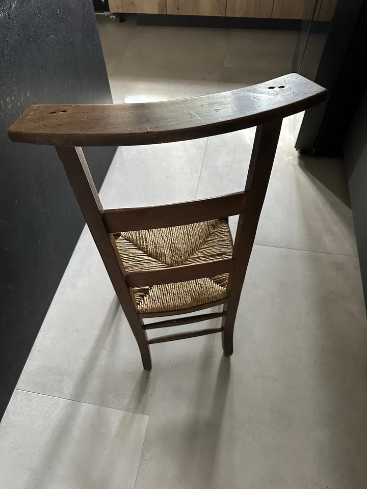 Antiga cadeira de oração francesa (Prie-Dieu) com assento de corrida tecido à mão por volta de 1910 - Imagem 3 de 4