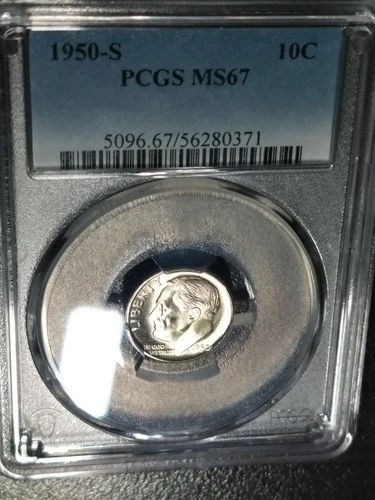 1950-S Roosevelt Dime PCGS MS 67 Blast White!