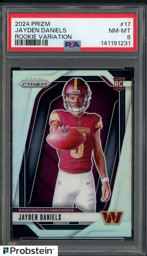 2024 Panini Silver Prizm Rookie Variation #17 Jayden Daniels RC Rookie PSA 8