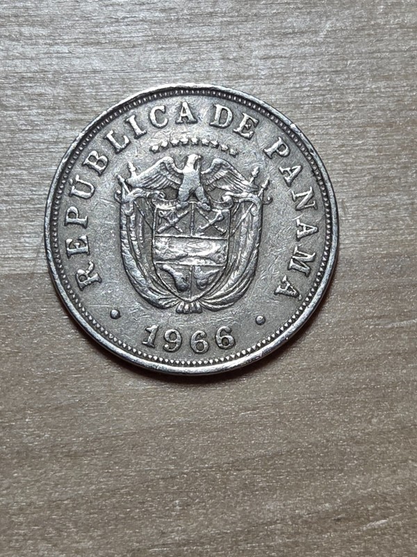 Panama 5 centesimos coin, 1966. KM# 23, copper-nickel. Coat of arms (9 stars).