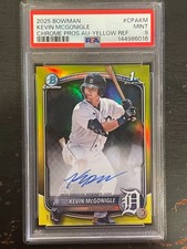 Kevin McGonigle 2025 1st Bowman Chrome Yellow Refractor Auto /75 PSA 9