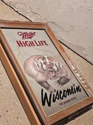 NEW Vintage Miller High Life Wisconsin 94' USA Made The Badger State Beer Mirror