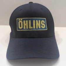Vintage Ohlins Racing Hat Patch Logo Blue Fitted Baseball Cap Adult L XL FlexFit