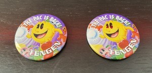 Pac-Man Advertising Pinback Button 2.5" Tengen The Pac Is Back Pins Rare 2 