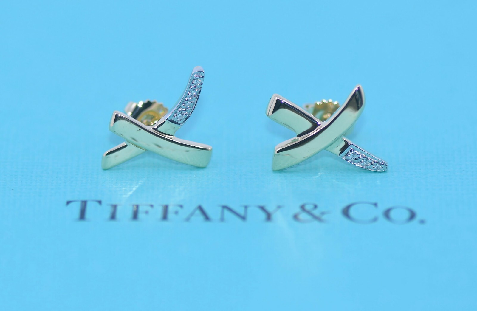 Tiffany & Co Paloma Picasso Diamond X 18K Yellow Gold Earrings
