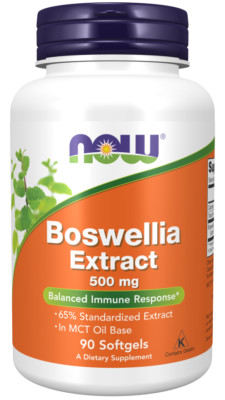 NOW Foods Boswellia Extract 500 mg 90 Softgel Immune Response MCT Oil 12/2026EXP
