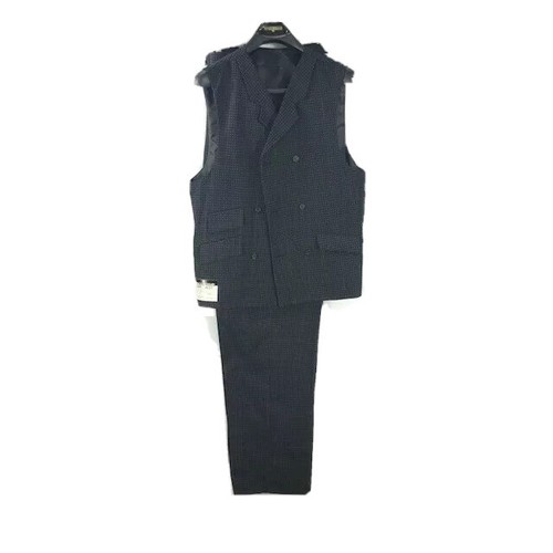 Stacy Adams Men's Suit Black Red Gray Plaid 3 Piece Vest Pleated Pants Size 38R - Picture 8 of 12