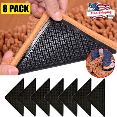 8Pcs Non Slip Rug Carpet Mats Grippers Anti-skid Washable Reusable Grips Pads US