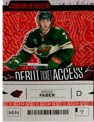 Brock Faber Minnesota Wild 2023-24 Credentials Debut Ticket Access Red #/349 156