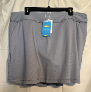 Greg Norman Shark Collection Gingham 17-Inch Navy Skort Women XL