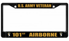 army veteran 101st airborne black metal license plate frame made in usa