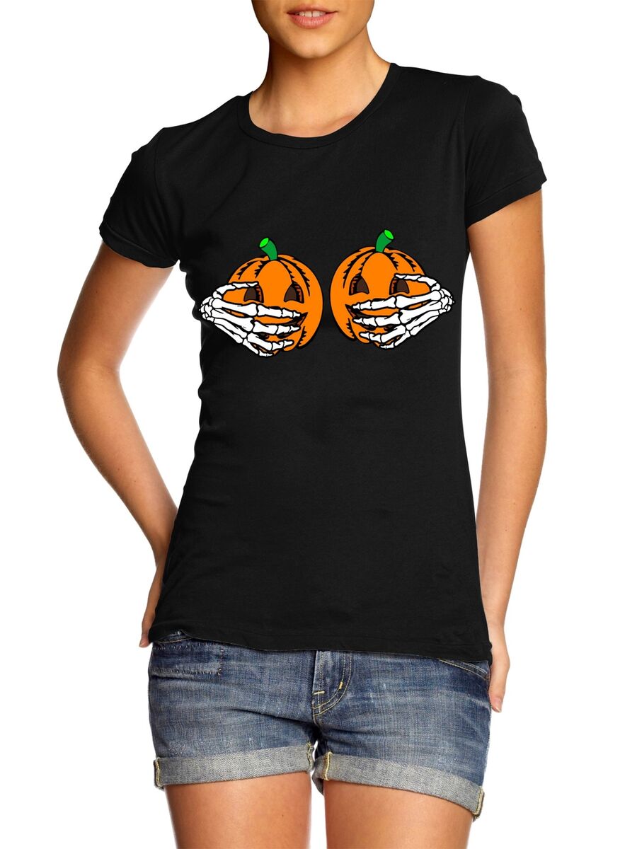  Women's Halloween Costume Pumpkin Skeleton T-Shirt Funny Long  Sleeve Pullover Tops for Ladies : Clothing, Shoes & Jewelry