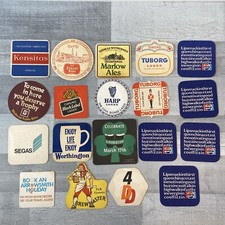 Vintage Beer Mats Coasters Job lot Drink Advertisement Bundle Man Cave Bar X19
