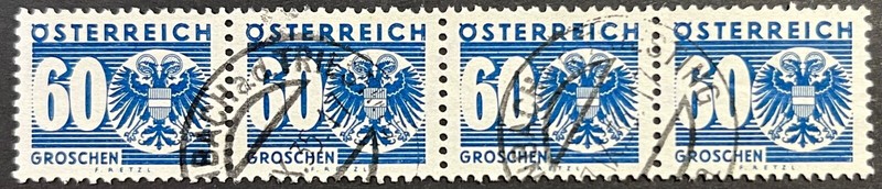 Austria, Postage Due, Used Strip of Four, Scott #J170, Michel #170, Extra Fine