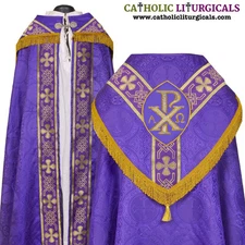 Purple Cope & Stole Set with Chi Rho embroidery,capa pluvial,chape,far fronte