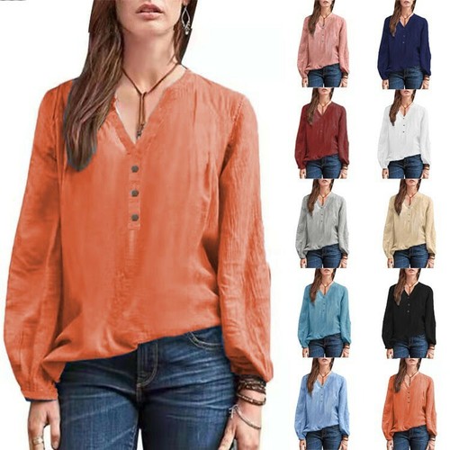 Cotton Linen Shirt Women Loose Fit Long 