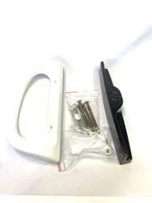 Sliding Patio Door Handle Set, White Inside, Black Out 3-15/16 Screw Spacing