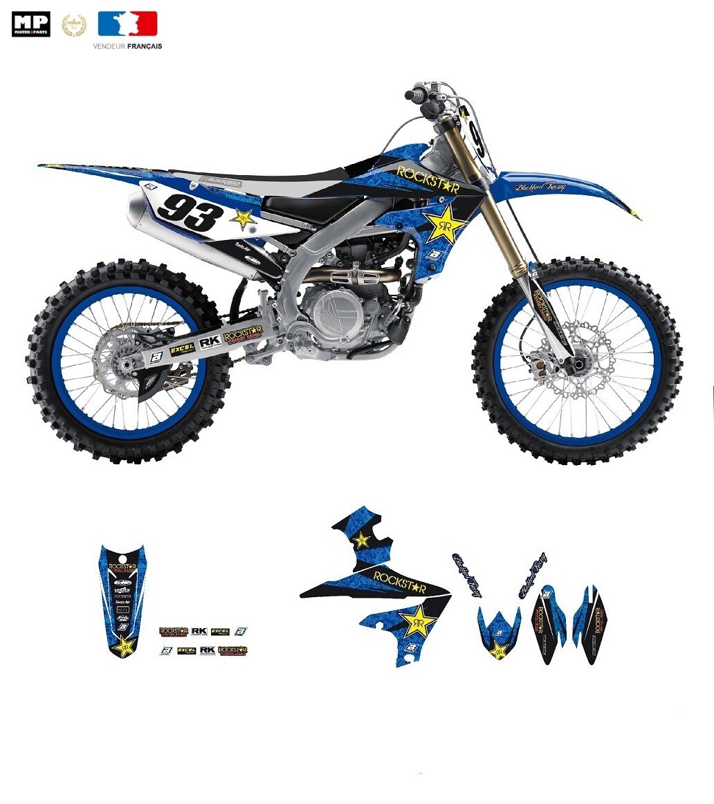 Kit Graphique Moto YZ 250 F Anti Rayures Bleu Noir Jaune pour Années 2003-2005